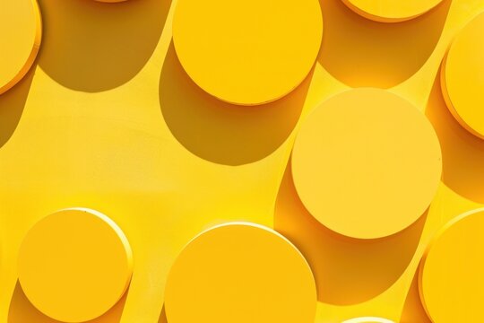 Vibrant yellow circular shapes creating dynamic patterns with sunlit shadows