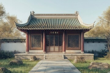 Naklejka premium Chinese house with generative ai