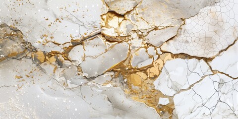 Abstract background with marble white and gold textures, elegant and sophisticated.