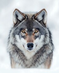 Obraz premium Majestic Gray Wolf with Thick Fur in Realistic Detail