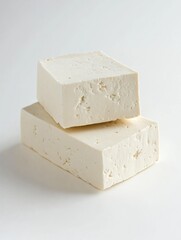 Three pieces of tofu, a versatile plant-based protein.