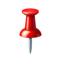 Red Push Pin, Thumb Tack Isolated on Transparent Background