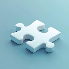 Obraz premium Minimalist White Puzzle Piece on Soft Blue Background