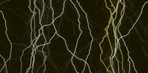 Lightning bolt. thunder lighting on black sky. 3d illustration, lightning, storm, thunder set. Frame of lightnings on black background 8k. black marble background.