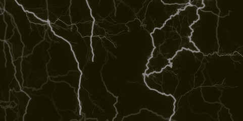 Lightning bolt. thunder lighting on black sky. 3d illustration, lightning, storm, thunder set. Frame of lightnings on black background 8k. black marble background.