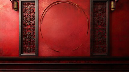 Fototapeta premium Chinese Traditional Background, copy-space with generative ai