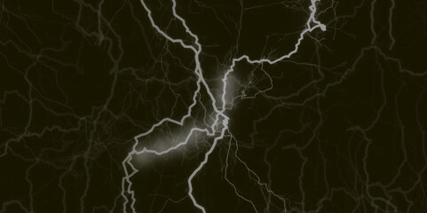 Lightning bolt. thunder lighting on black sky. 3d illustration, lightning, storm, thunder set. Frame of lightnings on black background 8k. black marble background.