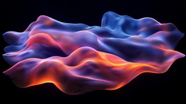 Abstract Digital Wave Pattern in Neon Colors