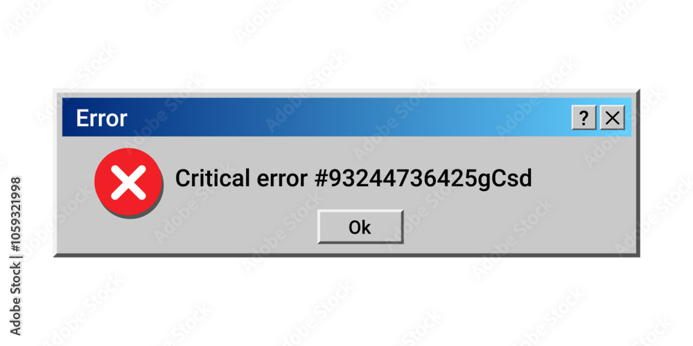 Poster Retro error warning information message. Alert notification on your computer. System failure notification.