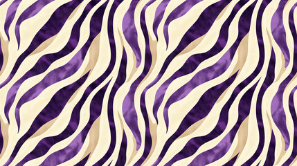 Seamless zebra stripe pattern in taupe and beige with organic violet accents perfect for textile design and home decor