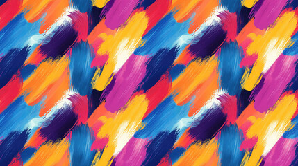 Seamless abstract pattern of brushed painted strokes in vibrant colors ideal for textile design and artistic projects