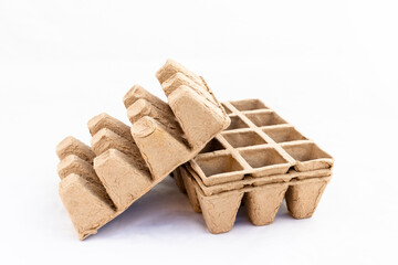 Biodegradable Planting Trays for Seed Germination Isolated on White Background