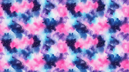 Fototapeta premium Seamless abstract grungy watercolor pattern with vibrant cosmic neon pink purple and blue hues perfect for modern creative design