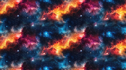 Colorful abstract galaxy watercolor pattern with cosmic textures suitable for fabric design and home decor