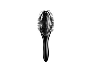 Black hair brush with a black handle. on Isolated transparent background