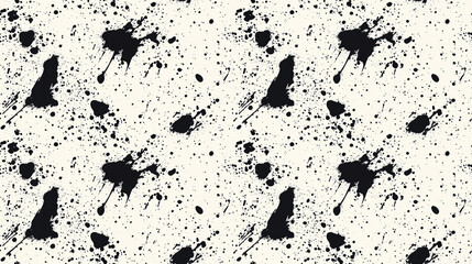 Fototapeta premium Intriguing splatter pattern created by black ink drops on a crisp white background perfect for modern design projects