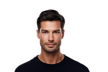 Handsome man portrait confident look studio photography transparent background
