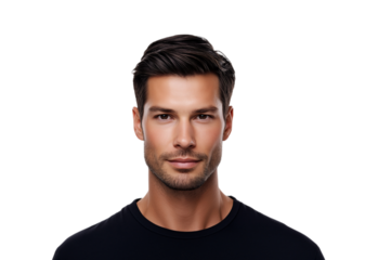 Handsome man portrait confident look studio photography transparent background