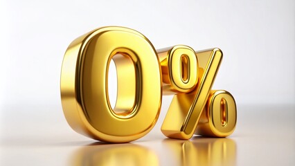 Eye-Catching 3D Gold Sale Illustration with 0% Off Discount for Product Photography Advertising - Perfect for Promotions and Marketing Campaigns