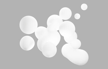 3d liquid blob on background. Abstract organic shape with soft fluid splash design. Geometric white metaball art element. FLoating y2k particle geometry on minimal render. Modern form illustration.