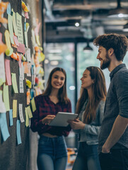 Students happily looking at the notice board, AI Generated