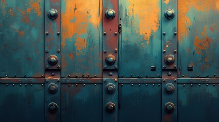 Weathered Industrial Metal Door Background