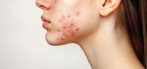 Obraz premium Confident young woman with acne close-up