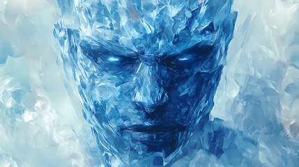 Obraz premium Ice golem, digital art illustration, generative ai. Ice Golem. Illustration