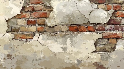 Textured Brick Wall with Peeling Paint