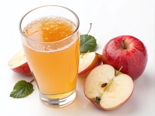 Fototapeta premium Fresh Apple Juice in Watercolor Style - Vibrant Healthy Drink and Tasty Fruit Illustration for Wellness and Culinary