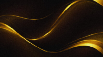 Luminous Amber and Bronze Abstract Waves on Obsidian Background for Creative Projects, Web Design, and Poster Art