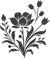 Black flower silhouette vector on white background