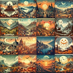 Obraz premium Helloween landscapes. AI generated illustration