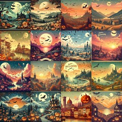 Obraz premium Helloween landscapes. AI generated illustration