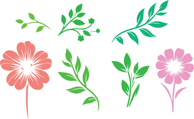 Minimalist Flower Silhouette Vector on White Background