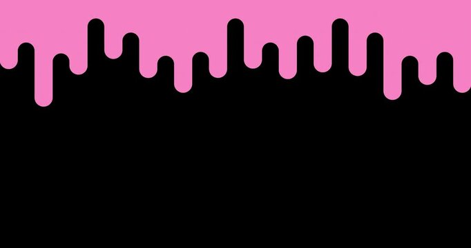 Melted strawberry pink cream dripping animation. Dessert background with melted strawberry pink cream. Motion graphic. 4K animation. Transparent background with alpha channel