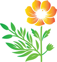 Illustration of yellow flower silhouette vector on white background