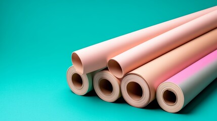 Fototapeta premium Rolls of Pastel Paper Backgrounds for Photography and Craft Projects