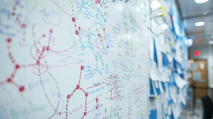 A whiteboard displays a detailed diagram of the CRISPRCas9 system a popular gene editing tool.