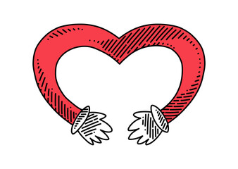 Hug in the shape of a heart symbolizing tenderness