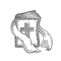 Bible with the symbol of the cross on the front with details around it to emphasize the design