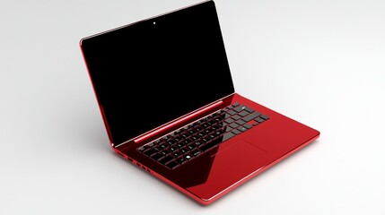 Red Laptop Computer Isolated on White Background