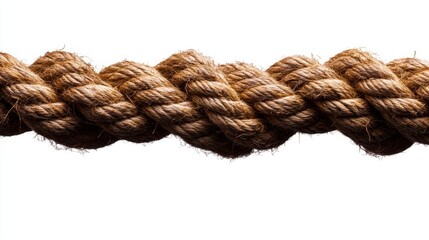Fototapeta premium Thick Brown Rope Texture Isolated on White Background