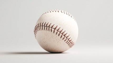 Minimalist Digital Illustration of Stylized Baseball with Detailed Stitching Against Plain Background