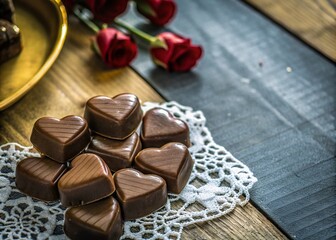 Heart-Shaped Chocolate Candy for Valentine's Day and Sweet Treat Lovers