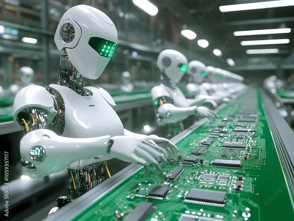 Poster Robotic Assembly Line with High-Tech Components