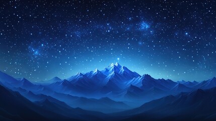 Majestic Mountains Under Starry Night Sky Serenity Nature Landscape