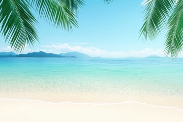 Tropical Beach Paradise Idyllic Seascape Palm Trees Summer Vacation
