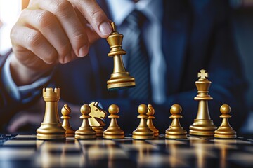 Business Strategy and Leadership Concept with Chess Piece in High Detail Photorealistic Lighting