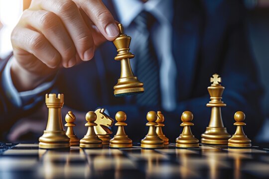 Business Strategy and Leadership Concept with Chess Piece in High Detail Photorealistic Lighting